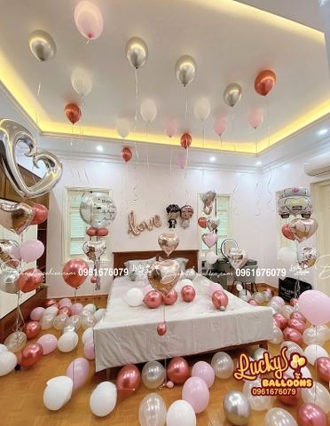 Mẫu Trang Trí Phòng Cưới Lãng Mạn Bóng Bay Phòng Cưới