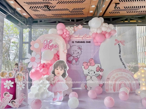 Phông Sinh Nhật Bé Gái 1 Tuổi Tuổi Mèo