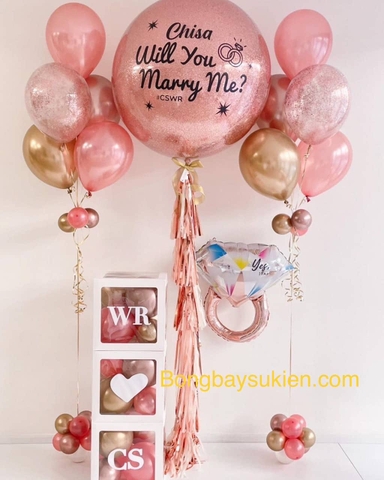 Set bóng bay cầu hôn lãng mạn merry me tại Hà Nội