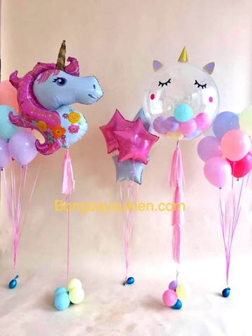 Set bóng bay jumbo chủ đề ngựa unicorn
