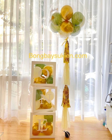 Set bóng bay jumbo và hộp bóng in tên đẹp