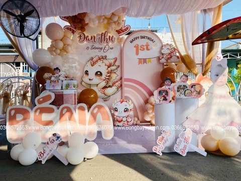 Set bóng bay sinh nhật bé gái 1 tuổi