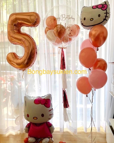Set bóng bay sinh nhật chủ đề kitty đep