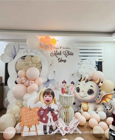 Set sinh nhật bé gái 1 tuổi tuổi Thìn