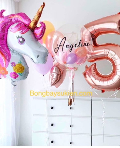 Set bóng bay trang trí ngưa pony unicorn