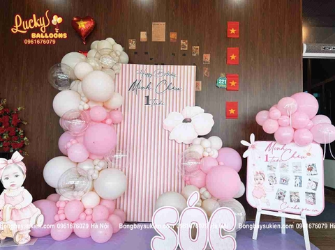 Trang Trí Sinh Nhật Bé Gái 1 Tuổi Cao Cấp