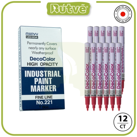 Bút sơn dầu đánh dấu công nghiệp Marvy DecoColor Industrial Paint Marker Fine 1.4mm - Đỏ (Red) #221