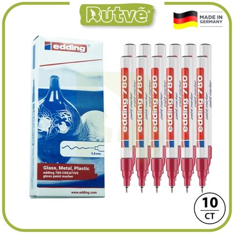 Bút sơn dầu viết thiệp không lem Edding 780 Paint Marker 0.8 mm - Đỏ (Red)