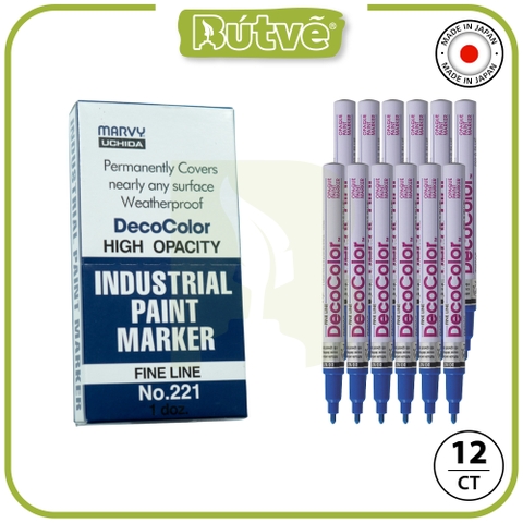 Bút sơn dầu đánh dấu công nghiệp Marvy DecoColor Industrial Paint Marker Fine 1.4mm - Xanh dương (Blue) #221