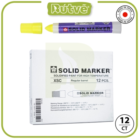 Bút sáp dầu chịu nhiệt độ cao Sakura Solid Marker High Temperature 12.0mm - Vàng phản quang (Fluorescent Lemon) XSC#302