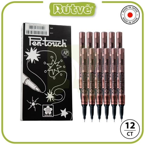 Bút sơn dầu Sakura Pentouch Extra Fine 0.7mm viết thiệp không lem - Đồng ánh kim (Copper) 41103