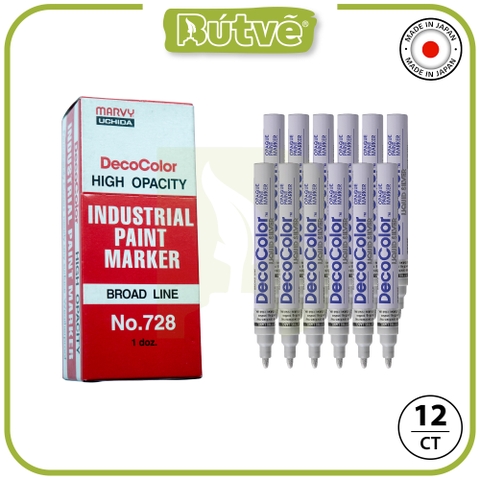 Bút sơn dầu đánh dấu công nghiệp Marvy DecoColor Industrial Paint Marker Broad 2.0mm - Bạc ánh kim (Silver) #728