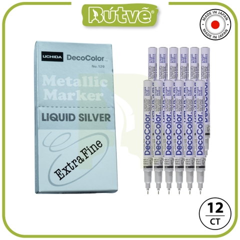 Bút sơn dầu viết thiệp Marvy DecoColor Paint Marker Extra Fine 0.8mm - Bạc ánh kim (Silver) #120