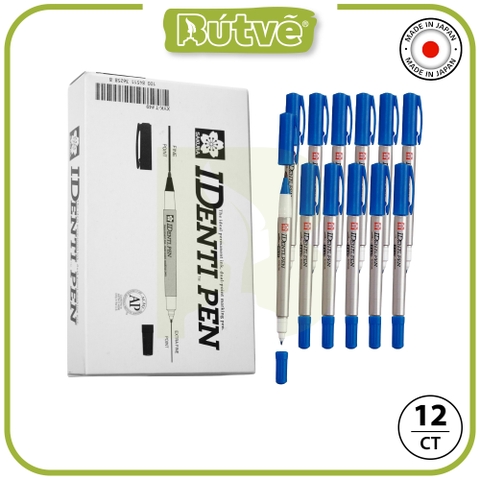 Bút lông dầu 2 ngòi Sakura Identi Pen 0.4mm / 1.0mm đánh dấu đa năng - Xanh dương (Blue) XYK-T#36