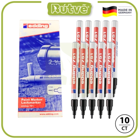 Bút sơn dầu vẽ đa chất liệu Edding 751 Paint Marker 1-2 mm - Đen (Black)