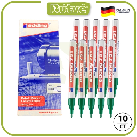Bút sơn dầu vẽ đa chất liệu Edding 751 Paint Marker 1-2 mm - Xanh lá cây (Green)
