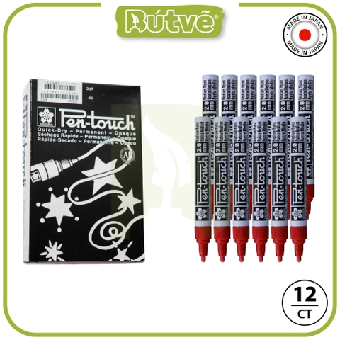 Bút sơn dầu Sakura Pentouch Medium Point 2.0mm đánh dấu đa năng - Đỏ (Red) XPFKA#19