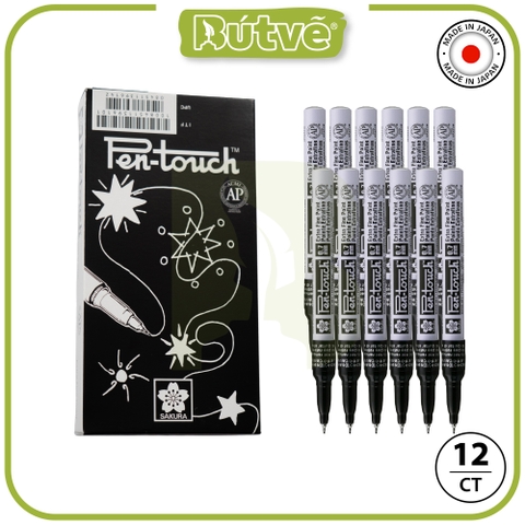 Bút sơn dầu Sakura Pentouch Extra Fine 0.7mm viết thiệp không lem - Đen (Black) XPSKA#49
