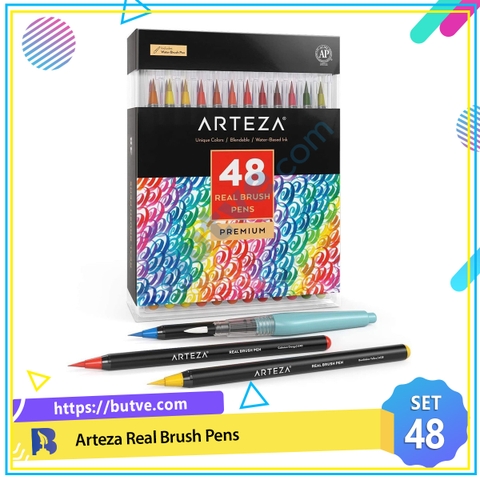 Bộ 48 cây bút lông màu ngòi cọ cao cấp Arteza Brush Pens (Hộp nhựa)