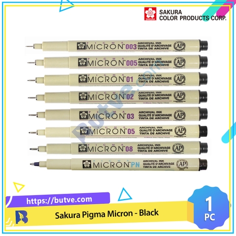 Bút kim đi nét line mực khô nhanh, không lem Sakura Pigma Micron – Màu Black