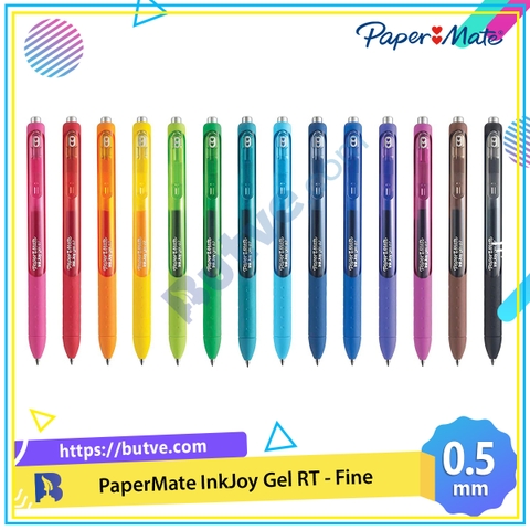 Bút bi mực gel đầu bấm Paper Mate InkJoy Gel RT Fine Point - Ngòi 0.5mm (Cây lẻ)