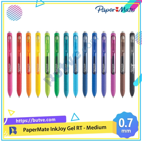 Bút bi mực gel đầu bấm Paper Mate InkJoy Gel RT Medium Point - Ngòi 0.7mm (Cây lẻ)