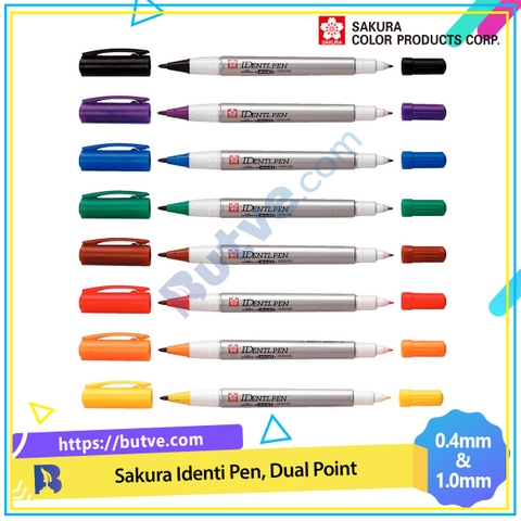 Bút lông dầu 2 đầu đánh dấu đa chất liệu Sakura Identi Pen Dual Point - Ngòi 0.4mm / 1.0mm