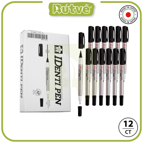 Bút lông dầu 2 ngòi Sakura Identi Pen 0.4mm / 1.0mm đánh dấu đa năng - Đen (Black) XYK-T#49