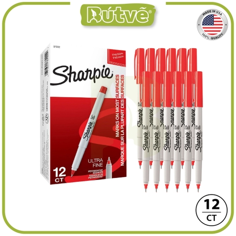 Bút lông dầu Sharpie Ultra Fine 0.5mm đánh dấu đa năng - Đỏ (Red) 37002