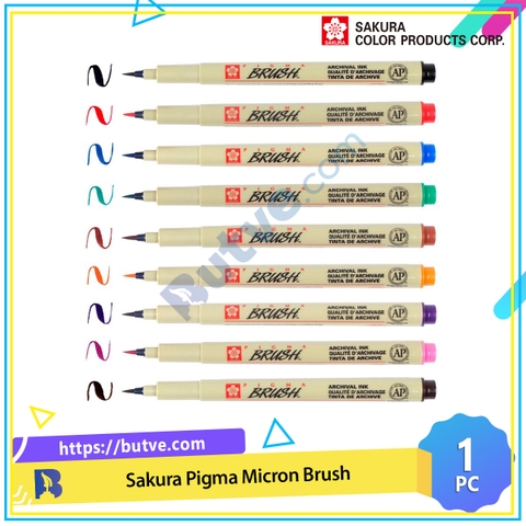 Bút lông màu vẽ không lem mực kháng nước Sakura Pigma Brush - Ngòi cọ