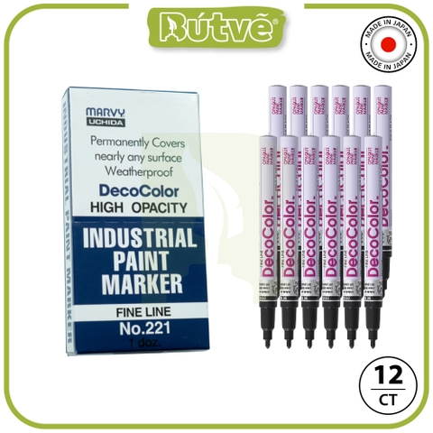 Bút sơn dầu đánh dấu công nghiệp Marvy DecoColor Industrial Paint Marker Fine 1.4mm - Đen (Black) #221