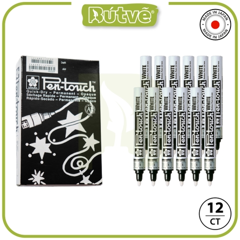 Bút sơn dầu Sakura Pentouch Medium Point 2.0mm đánh dấu đa năng - Trắng (White) 42500