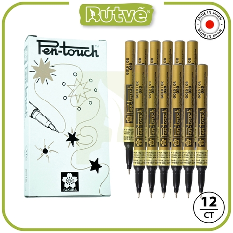 Bút sơn dầu Sakura Pentouch Extra Fine 0.7mm viết thiệp không lem - Vàng ánh kim (Gold) 41101