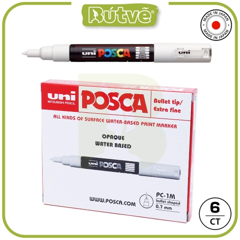 Bút sơn nước Uni Posca Paint Marker PC-1M 0.7mm vẽ trang trí đa chất liệu - Trắng (White)