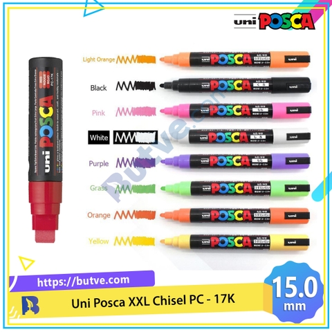 Bút sơn nước vẽ đa chất liệu ngòi vát Uni Posca PC-17K chính hãng ngòi 15.0mm (Cây lẻ)