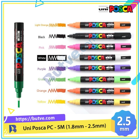 Bút sơn nước vẽ đa chất liệu Uni Posca PC-5M chính hãng ngòi 1.8 - 2.5mm (Cây lẻ)