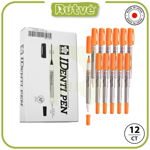 Bút lông dầu 2 ngòi Sakura Identi Pen 0.4mm / 1.0mm đánh dấu đa năng - Cam (Orange) XYK-T#5