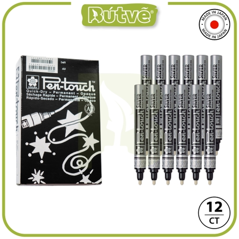 Bút sơn dầu Sakura Pentouch Medium Point 2.0mm đánh dấu đa năng - Bạc ánh kim (Silver) 41502