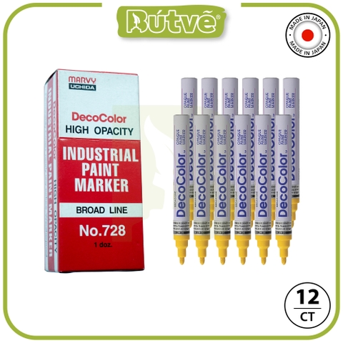 Bút sơn dầu đánh dấu công nghiệp Marvy DecoColor Industrial Paint Marker Broad 2.0mm - Vàng (Yellow) #728