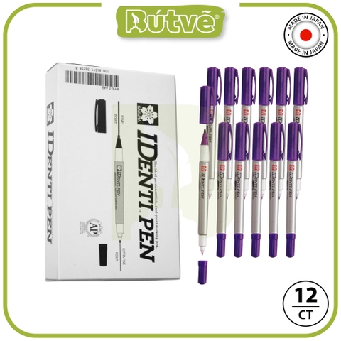 Bút lông dầu 2 ngòi Sakura Identi Pen 0.4mm / 1.0mm đánh dấu đa năng - Tím (Purple) XYK-T#24