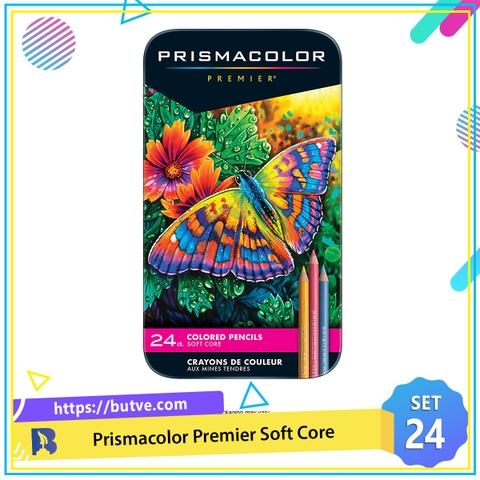 Hộp 24 bút chì màu hạng họa sĩ Prismacolor Premier Soft Core (Hộp thiếc)