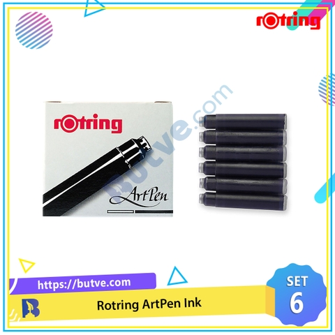 Hộp 6 ruột mực cho bút máy viết chữ thư pháp Rotring ArtPen Ink