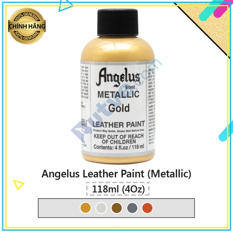 Màu acrylic ánh kim vẽ lên da, vải Angelus Leather Paint (Metallic) – 118ml (4Oz)