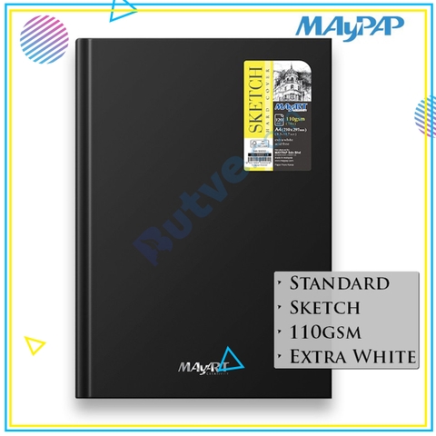 Sổ Sketch bìa cứng MayArt Hard Cover Sketch Book 110gsm - 120 trang