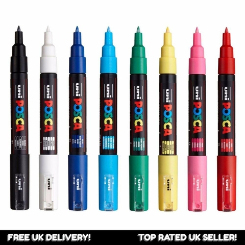 Bút sơn nước Uni Posca Paint Marker PC-1M 0.7mm Extra Fine vẽ trang trí đa chất liệu