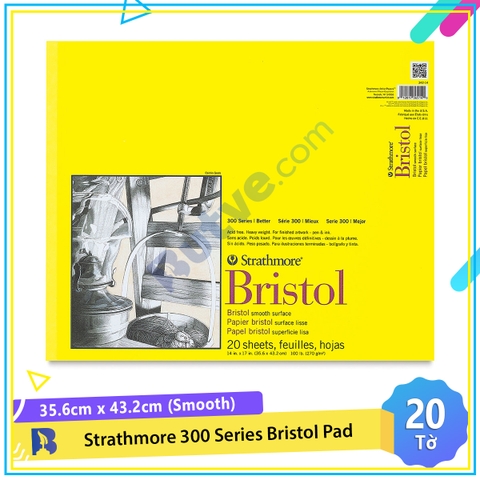 Sổ vẽ đa năng Strathmore 300 Series Bristol Pad (20 tờ, smooth, 35.6 x 43.2cm)