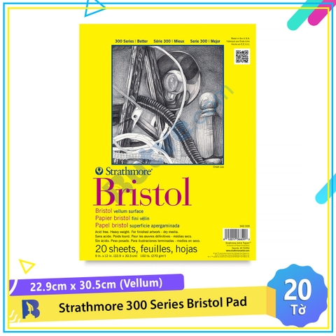 Sổ vẽ đa năng Strathmore 300 Series Bristol Pad (20 tờ, vellum, 22.9 x 30.5cm)