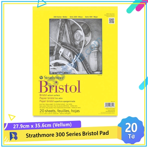 Sổ vẽ đa năng Strathmore 300 Series Bristol Pad (20 tờ, vellum, 27.9 x 35.6cm)