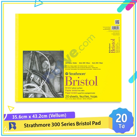 Sổ vẽ đa năng Strathmore 300 Series Bristol Pad (20 tờ, vellum, 35.6 x 43.2cm)