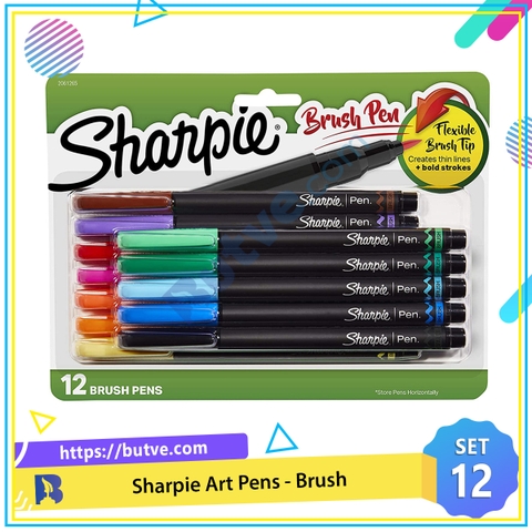 Vỉ 12 màu bút lông màu nắp đậy ngòi cọ Sharpie Art Pen Brush